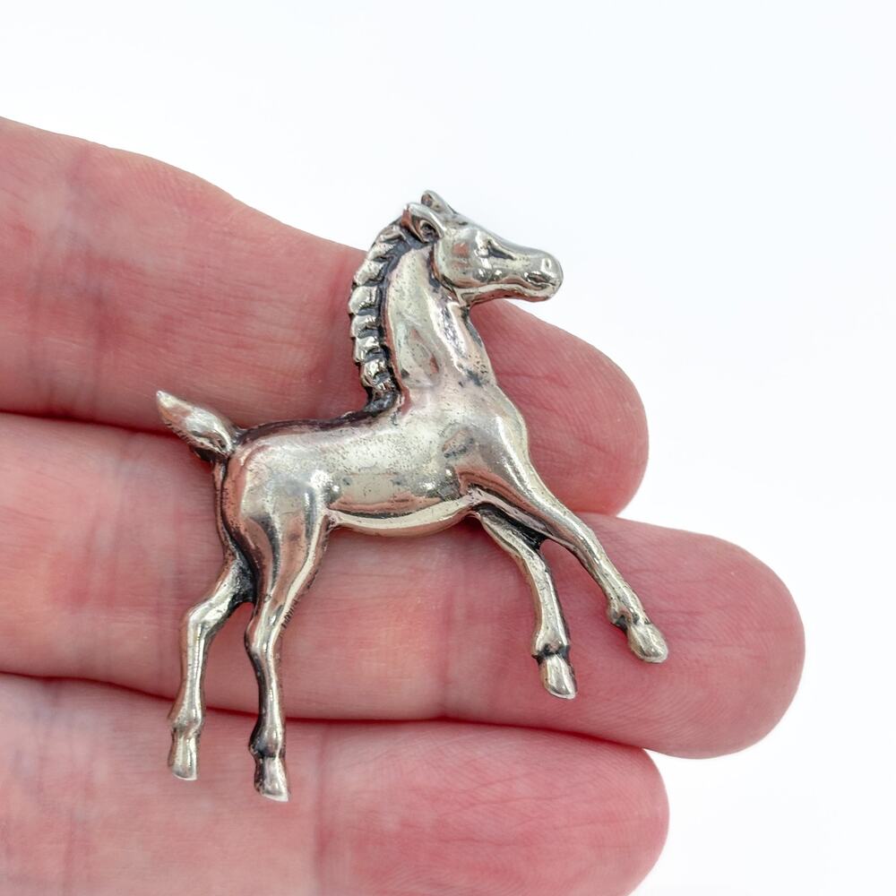 Vintage Sterling Silver 925 Horse Foal Brooch